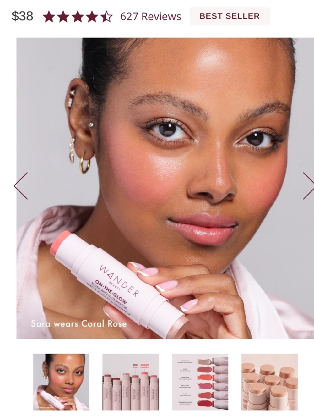 Wander Beauty On-the-Glow Blush and Illuminator - Coral Rose - Picture 3 of 6
